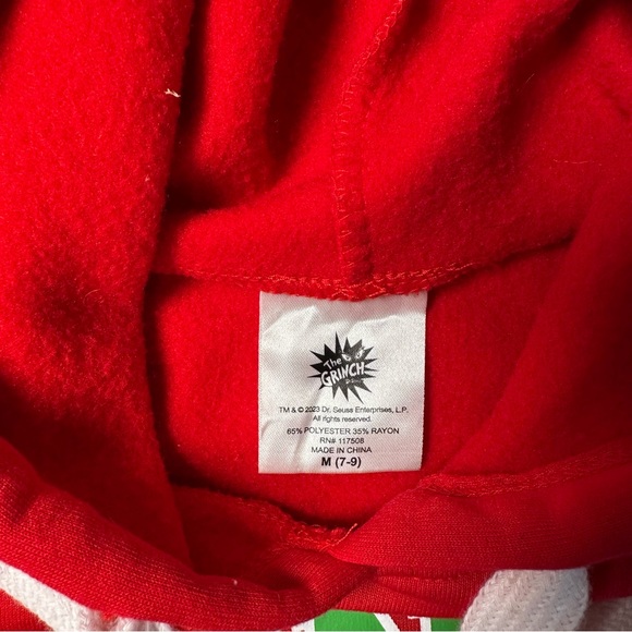 Dr. Seuss Red Christmas Festive Grinch Hoodie - Picture 3 of 4